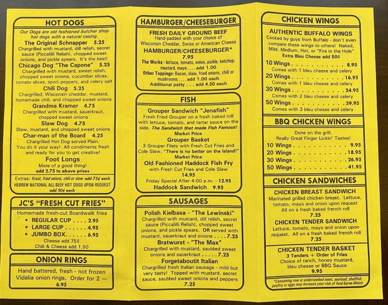 MENU - Schnapper's Hots